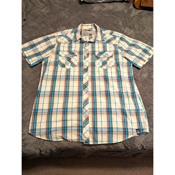 Machine by Fame Jeans Other - Vintage, Y2K, Machine Men's XL Short Sleeve Plaid Button-Up Shirt w/Pockets